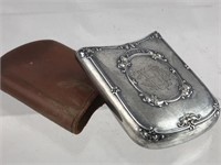 Antique Vintage Sterling & Leather Cigar Case