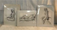 3 Signed & Titled Nude Sketches V13