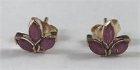 14k Gold and Ruby Stud Earrings