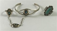 Sterling Silver and Turquoise Rings and Bracelet