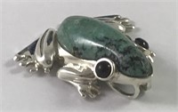 Sterling Silver and Turquoise Frog Pendant