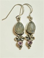 S. Silver Earrings With Genuine Gemstones JC