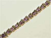 Sterling Silver Genuine Amethyst Bracelet JC