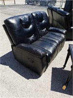 Black Leatherette Dual Recliner Love Seat Sofa W