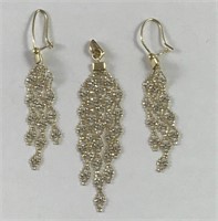 14k White and Yellow Gold Earrings and Pendant