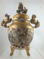 Exquisite  Antique Asian Satsuma Censer Jar