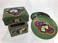 Vintage Cloisonne CigaretteBox, MatchbookCover &