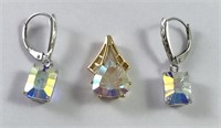 14k Gold and Topaz Earring and Pendant Set