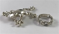 Sterling Silver Frog Ring and Pendant