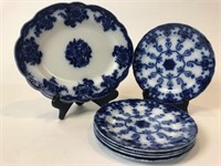 6 pc.Flow Blue  New Wharf Pottery "Waldorf" Plates