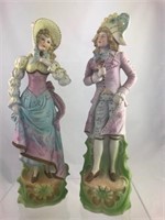 Pr. Antique French Bisque Porcelain Figurines