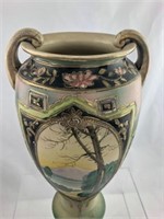Rare Antique Japanese Handpainted  2 Handled Vase