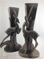 Pr. Mid Century MCM Haeger Deer Gazelle Tall Vases
