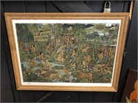 70'S OIL PAINTING, BALINESE FRAMED PAINTING