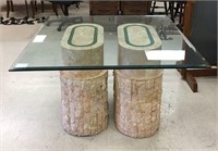 Faux Marble & Beveled Glass Top Table