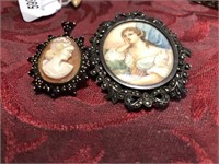VINTAGE CAMEO & HAND PAINTED BROOCH