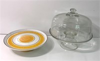 Pair of Cake Plates Glass Has Cover
