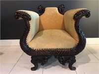 Rare Antique Walnut 19thC Lions Head Empire Chair