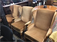 3 VINTAGE WINGBACK ARM CHAIRS