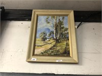 FRAMED COUNTRY OIL LANDSCAPE PAINTING