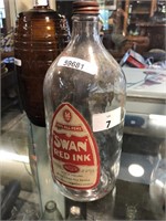 VINTAGE SWAN RED INK BOTTLE WITH LID