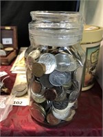 JAR OF WORLD COINS