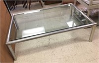 Contemporary Style Glass & Aluminum Coffee Table