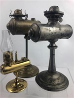 3 Rare  Adjustable Antique Student Lamps