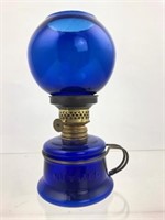 Rare Outstanding Cobalt Blue Antique Oil Lamp