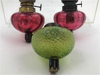 3 Rare Peg Oil Lamp Fonts Fabulous Unique Colors