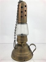Unique 1867 Antique Skaters Hurricane Oil Lamp