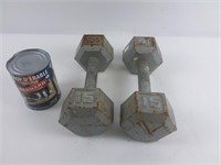 2 haltères de 15 lbs chacun en métal weights