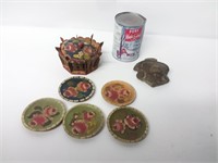 Boîte de 5 sous-verres + poterie sud américaine