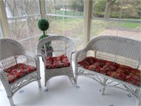3-piece wicker set, with cushions.