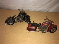 Pair of Metal Motorcycles
