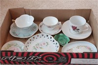 Group of Decorative Teacups with Saucers
