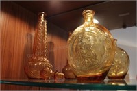 Group of Amber Glass Decanters