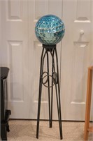 Garden Sphere on Wrought Iron Stand