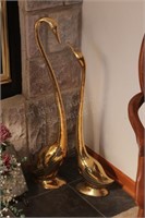 Pair of Brass Swan Sculptures