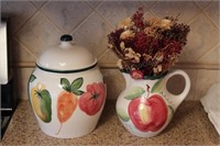 Fruit Decor Ceramic Pitcher & Cookie Jar