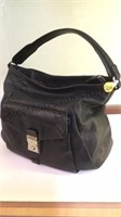 COLE HAAN BLACK LEATHER FRONT SNAP POUCH HANDBAG
