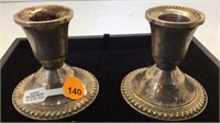 PAIR OF STERLING CNDLE HOLDERS (WEIGHTED)