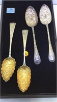 4 ORNATE STERLING SILVER SERVING SPOONS