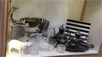 TOWLE SILVER PLATE SET, LARGE METAL WHALE  BOWL &