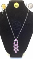 STERLING NEKLACE WITH PINK/CLEAR GEMSTONES