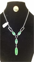STERLING NECKLACE WITH GREEN GEMSTONES