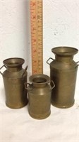 Set of three brass milk cans made in India