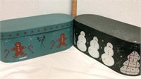 Two decorative Christmas gift or storage boxes