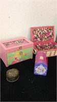 Princess jewelry box with wicker sewing box