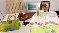 Decorative wood duck with decorative items